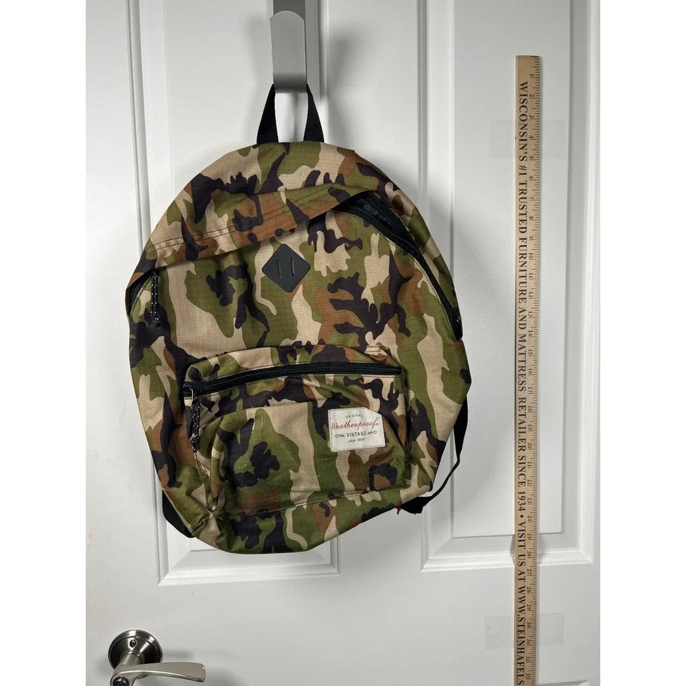 Weatherproof Vintage Kids Camo  Backpack Green Brown Woodland Camouflage NWT